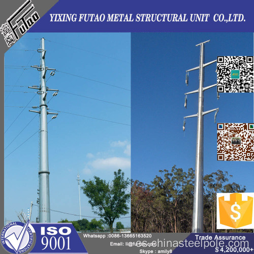 Polo utilitario de acero galvanizado de 14m para una torre de transmisión de potencia de 33kV